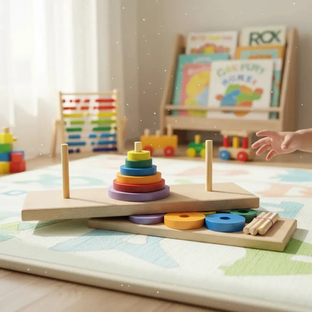 Torre de Hanoi Brinquedo educativo infantil em Madeira e EVA Pedagógico - Imagem 8
