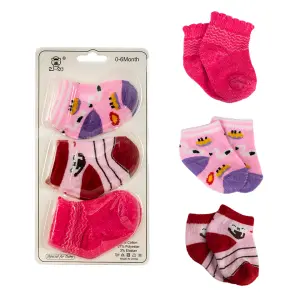 Kit 3 pares de meias Bebê - 4897  Cores Sortidas