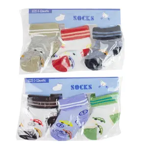 Meias Estampadas p/ Bebê 0-6 meses 3 Pares - 7324