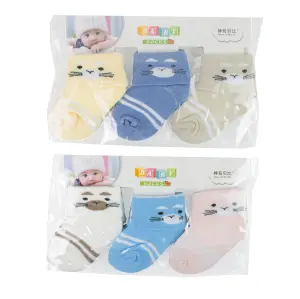 Meias p/ Bebê 0-6 meses 3 Pares - 7319 Cores Sortidas
