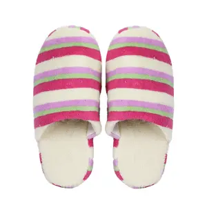 Pantufa Peluciada Feminina Listrada  Cores Sortidas