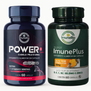 KIT 1 Power Mulher - Cabelo Pele Unha Premium - 18 Vitaminas e Minerais + 1 Super Imune Plus 490 mg - 10 mg Própolis + V