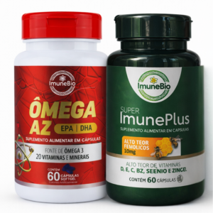 KIT 1 Super Imune Plus 490 mg - 10 mg Própolis + Vitaminas e Minerais Essenciais Premium + 1 Ômega 3 A-Z - 20 Vitaminas