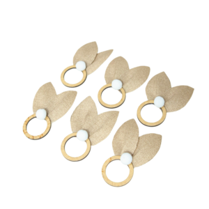 Kit 6 Anéis para Guardanapos Orelhinha Páscoa 6 Peças 10cm x 7cm Argola MDF e Tecido Acquablock 100% Poliéster