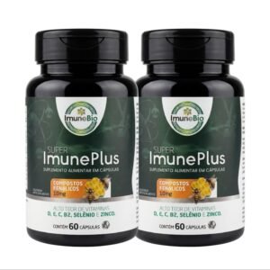 Kit 2 Suplementos Super Imune Plus 490 mg - 10 mg de Própolis + Vitaminas e Minerais Essenciais Premium - 60 Cáps.