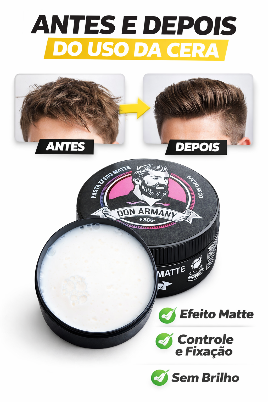 Pasta Matte Don Armany 70g | Sem Oleosidade + Estilo Instantâneo - Imagem 2