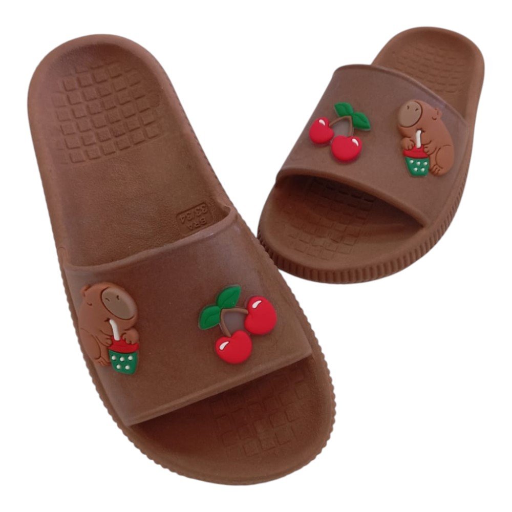 Chinelo Slide Capivara Cereja Infantil Confortável