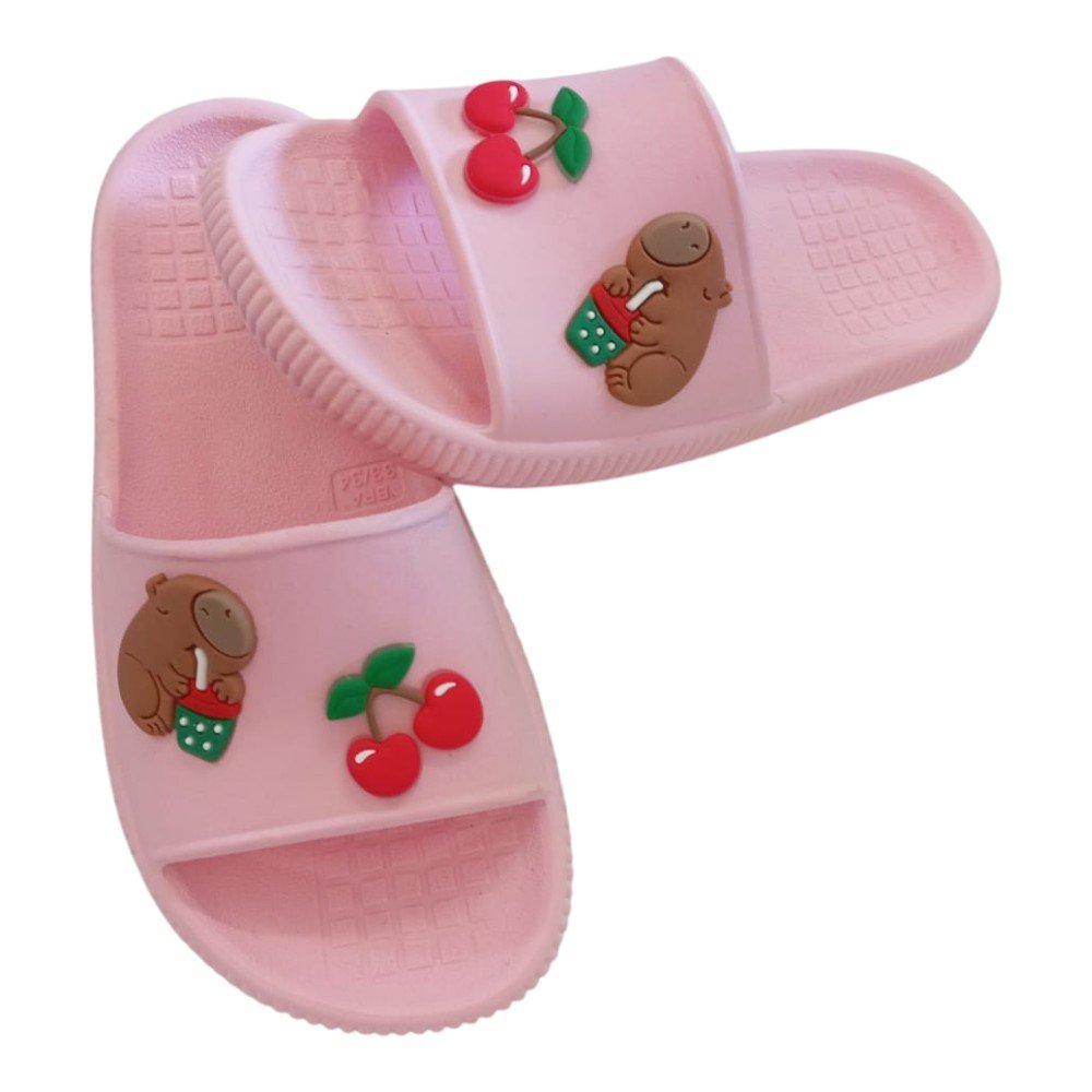 Chinelo Slide Capivara Cereja Infantil Confortável - Imagem 6
