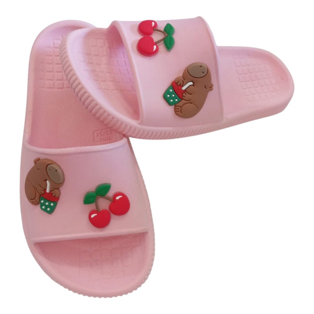 Chinelo Slide Capivara Cereja Infantil Confortável - Imagem 7