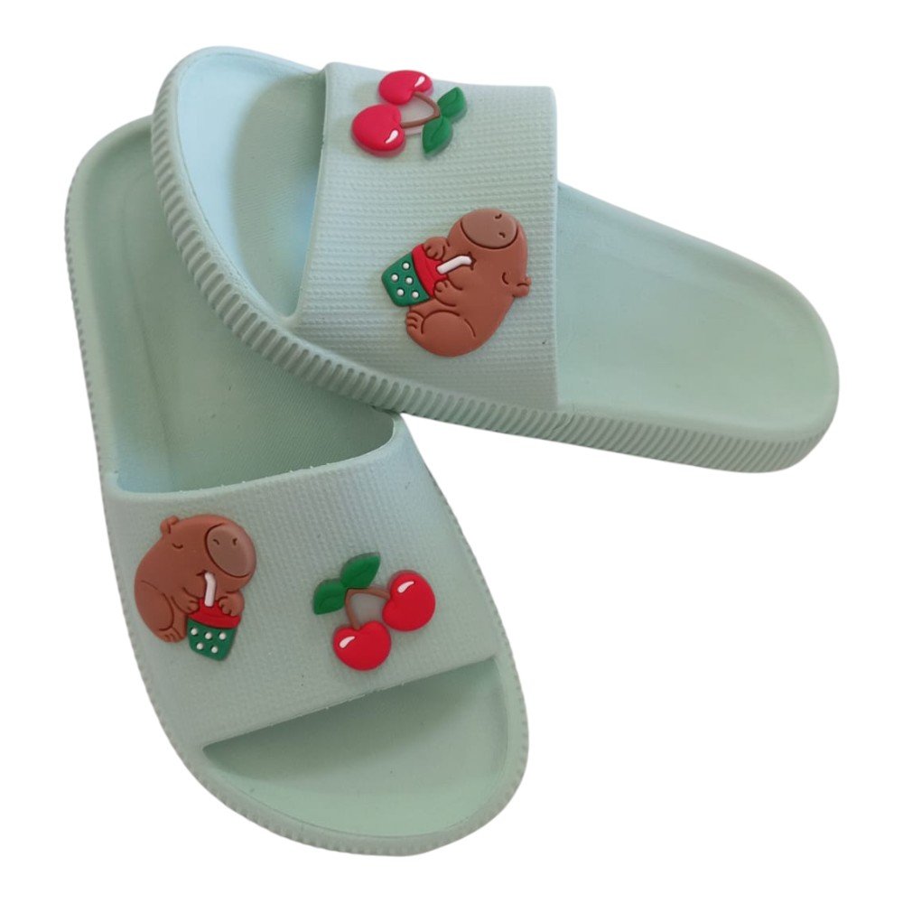 Chinelo Slide Capivara Cereja Infantil Confortável - Imagem 8