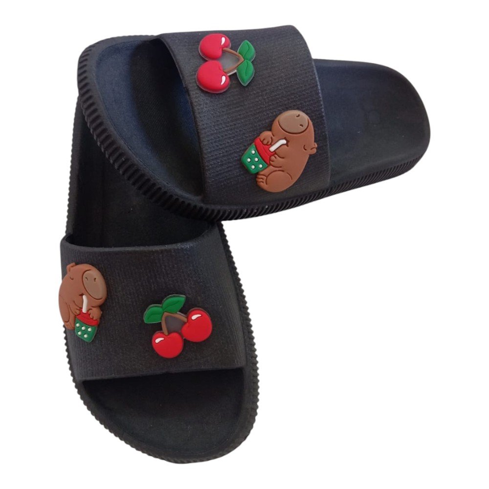 Chinelo Slide Capivara Cereja Infantil Confortável - Imagem 9