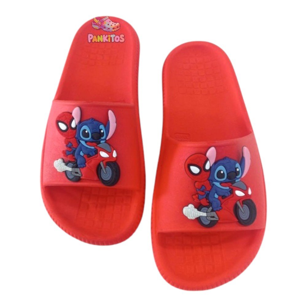 Chinelo Slide Stitch Aranha Moto Infantil Divertido - Imagem 2
