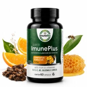 Suplemento Super Imune Plus 490 mg - 10 mg de Própolis + Vitaminas e Minerais Essenciais Premium - 60 Cáps.