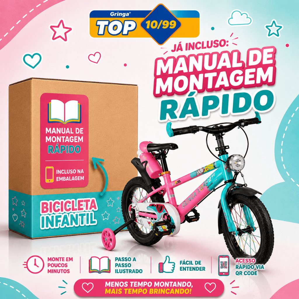 Bicicleta Infantil Aro 14 rosa 3 a 7 Anos Estilo Shark com LED + Pneu Grosso + Rodinhas + Freio V-Brake Completa - Imagem 4