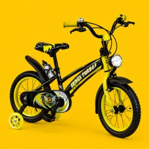 Bicicleta Infantil Aro 20 Old School Amarela 9 a 12 Anos LED + Pneu Grosso + Farol + Rodinhas + Freio V-Brake Completa