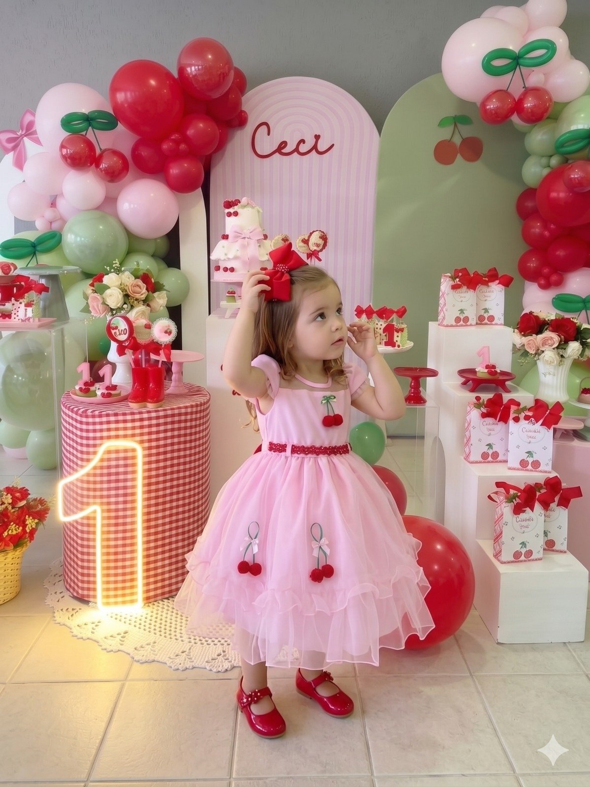 Vestido Mini Miss Cerejinha - Cereja Rosa Bebe - Imagem 2
