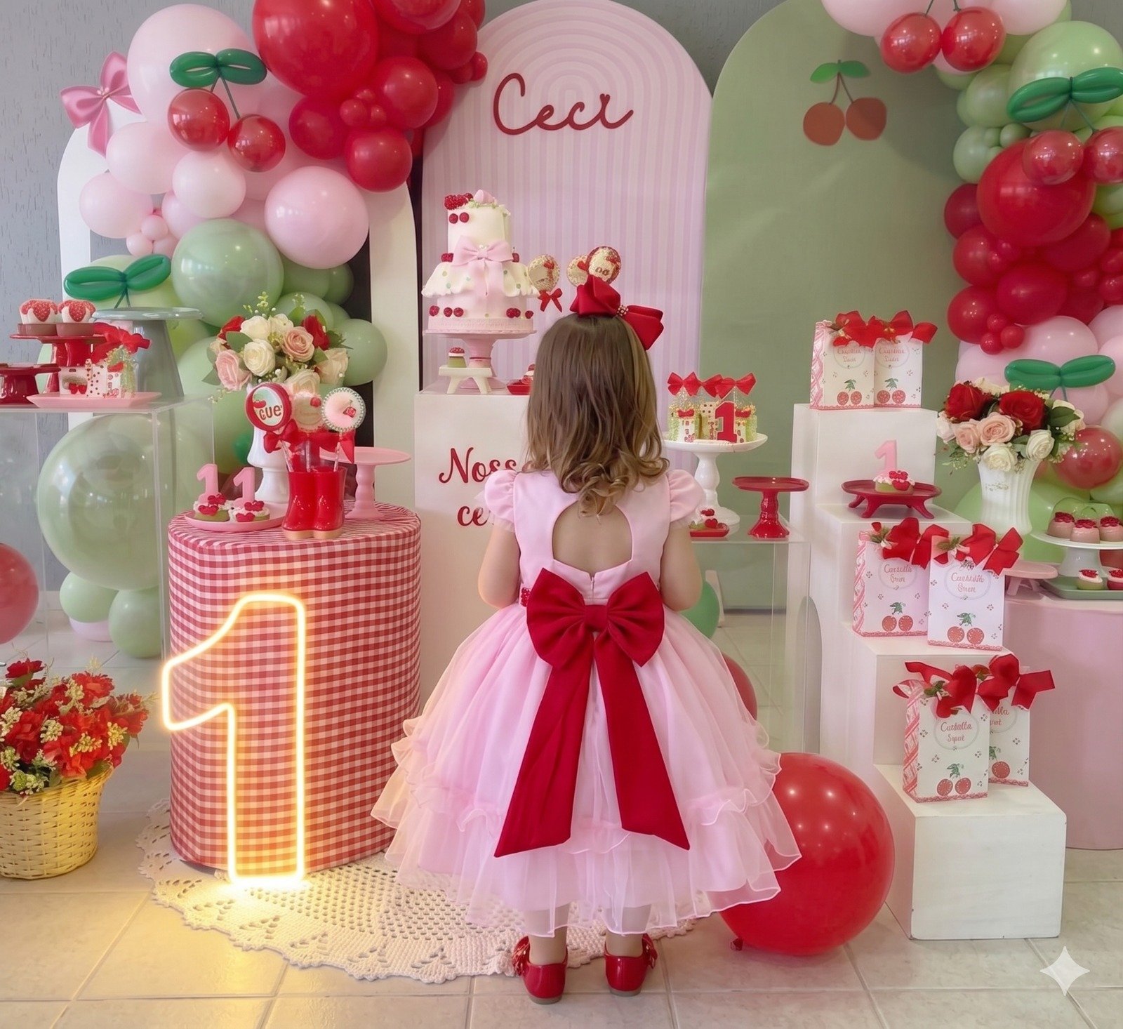 Vestido Mini Miss Cerejinha - Cereja Rosa Bebe - Imagem 3