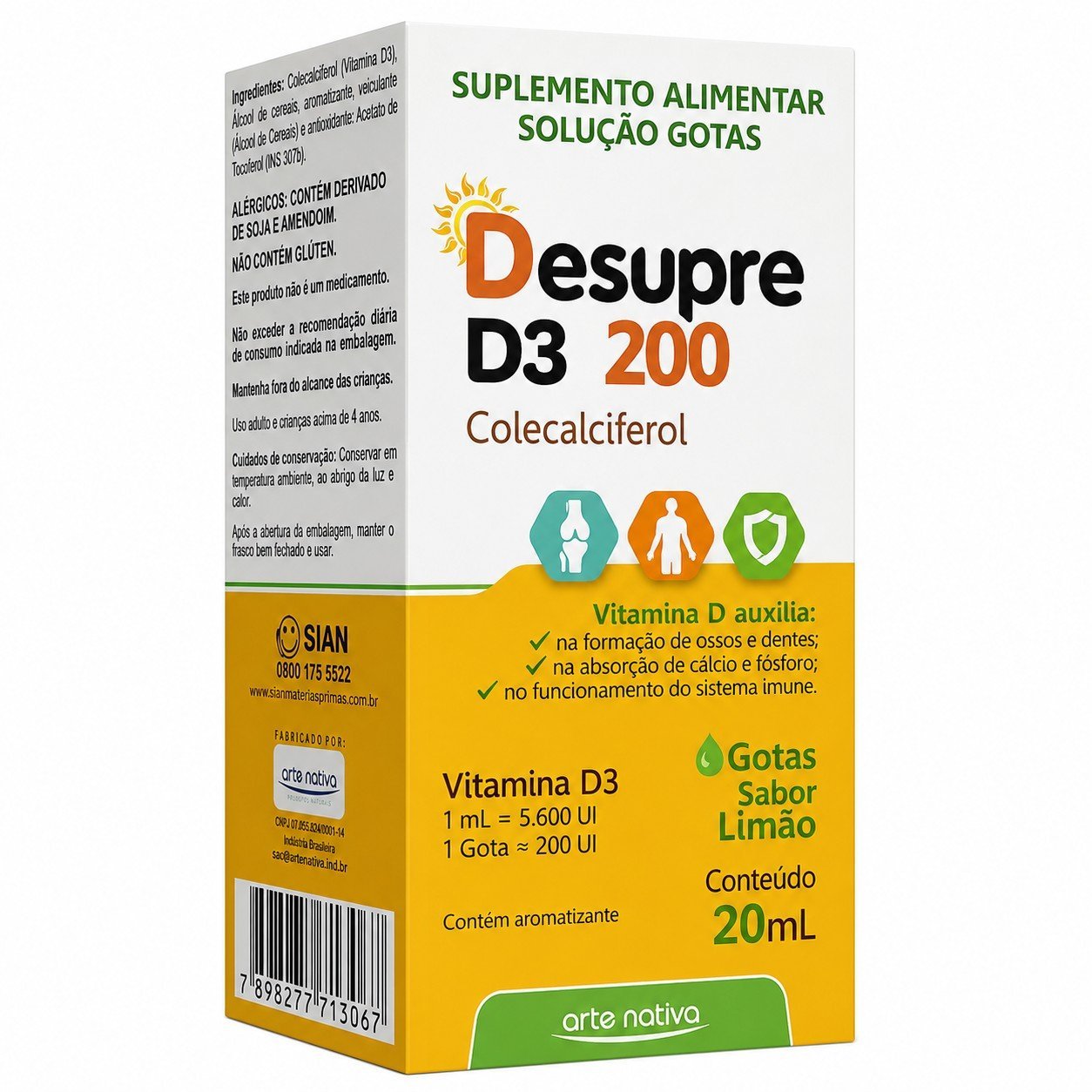VITAMINA D3 200UI 20ML DESUPRE ARTE NATIVA